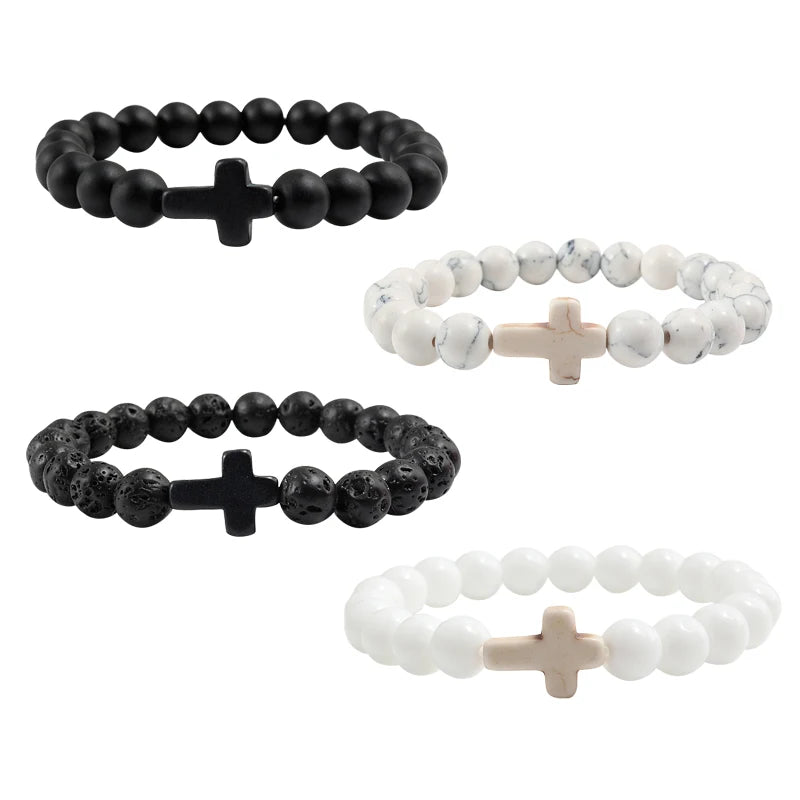Bracelet en Pierre de Lave Naturel pour Hommes et Femmes