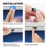 Step-by-step instructions showing how to install an ultra-slim magnetic webcam cover on a device.