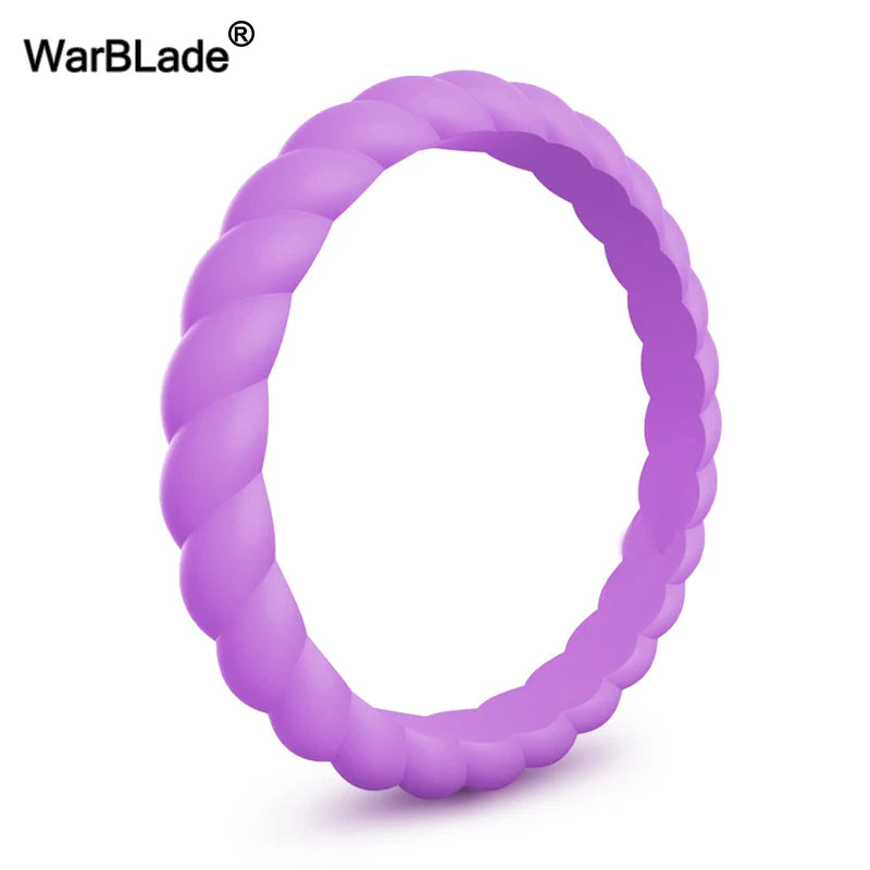 A purple braided silicone ring shown in a top-down view.