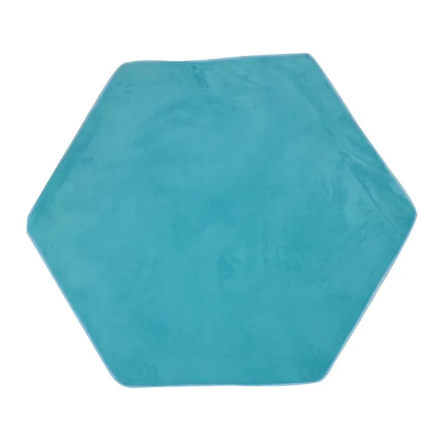 A teal hexagonal foldable play tent for children.
