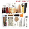 A kit of 37 pieces of professional leather craft tools including needles, punches, and various shaping implements.