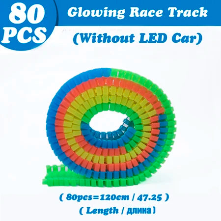 Glowing LED Race Track Set with Flexible DIY Track Pieces