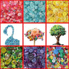 Assortment of colorful wooden buttons in various shades and sizes for sewing and crafts