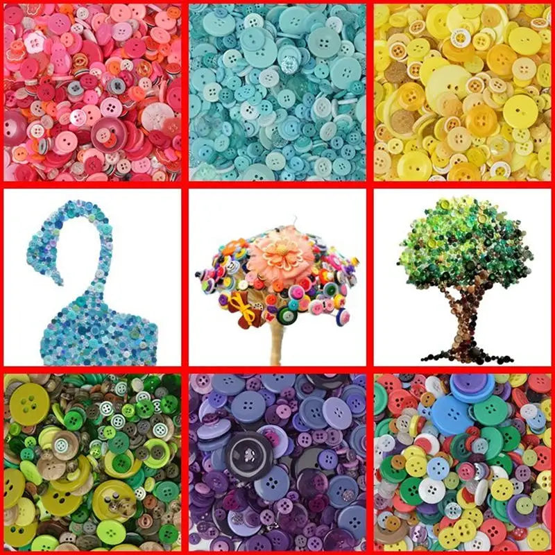 Assortment of colorful wooden buttons in various shades and sizes for sewing and crafts