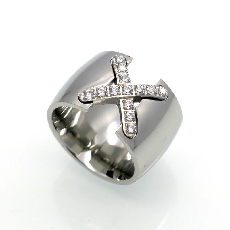Gold Pave CZ Cross Ring