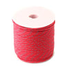 A roll of bright red high-visibility reflective paracord for camping and DIY projects.