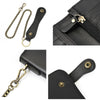 Vintage Leather Bifold Wallet with Metal Chain