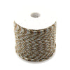 Spool of high-visibility reflective paracord with brown and blue stripes.