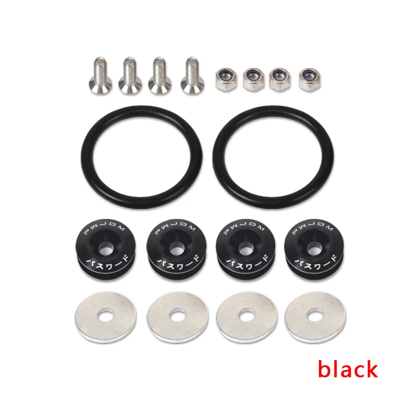 Billet Aluminum Quick Release Fasteners – Black Anodized, Universal Fit