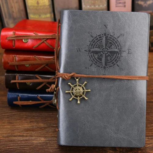Vintage PU Leather Spiral Journal – Traveler's Notebook with Anchor Design