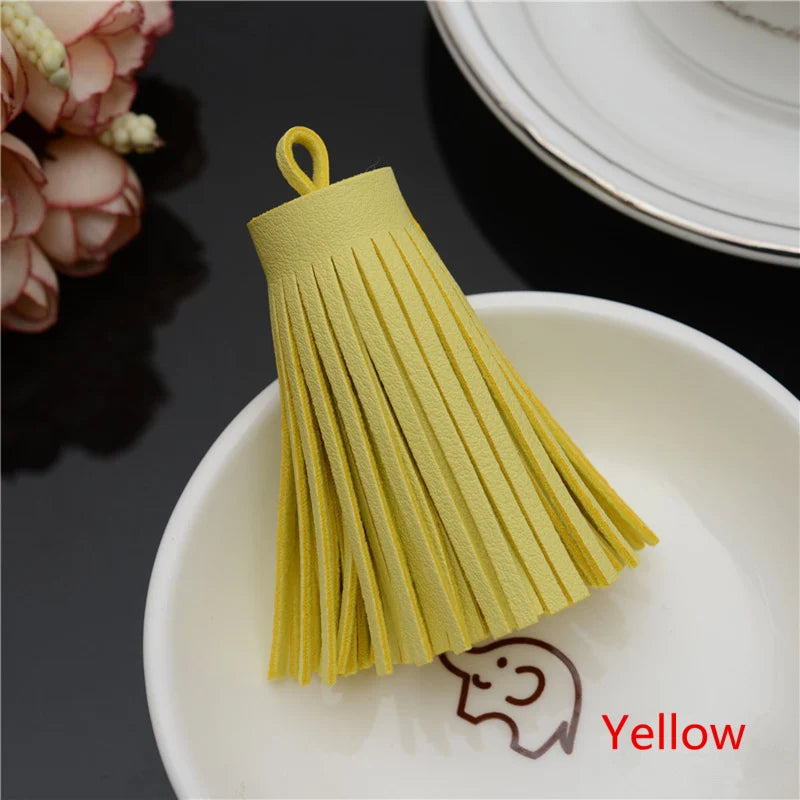 Faux Leather Tassel Fringe Craft Pendants (Set of 5)