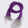 Purple leather cord necklace with silver clasps