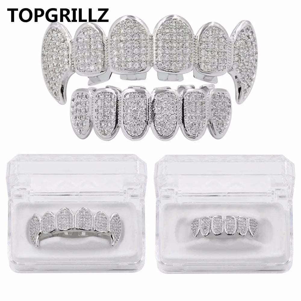 مجموعة أسنان ذهبية صلبة (Grillz)