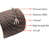 Spool of 3-strand, 2MM diameter, 50 meter high strength reflective paracord with 275 LB breaking strength.