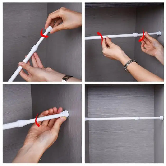 No-Drill Adjustable Metal Spring Tension Curtain Rod