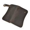 Vintage Leather Bifold Wallet with Metal Chain