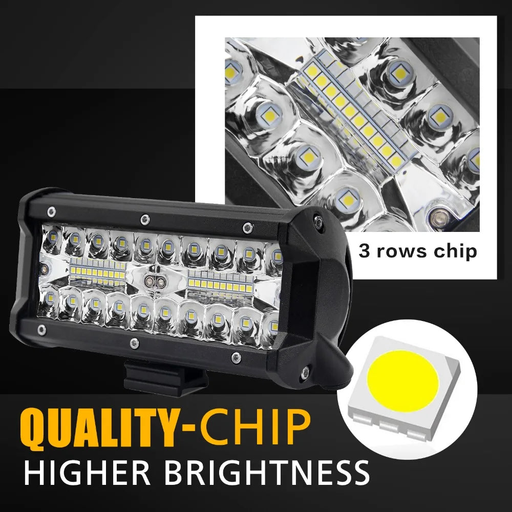 7 Inch 120W LED Work Light Bar with Combo Beam (Pair)