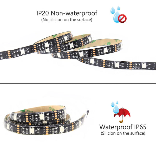 Rollos de tiras LED de silicona impermeable demostrando protección IP20 e IP65
