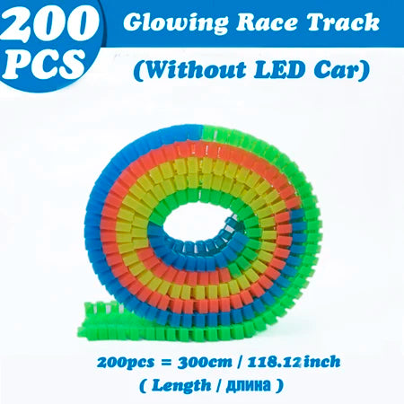 Glowing LED Race Track Set with Flexible DIY Track Pieces