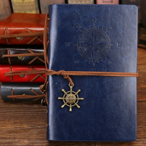 Vintage PU Leather Spiral Journal – Traveler's Notebook with Anchor Design