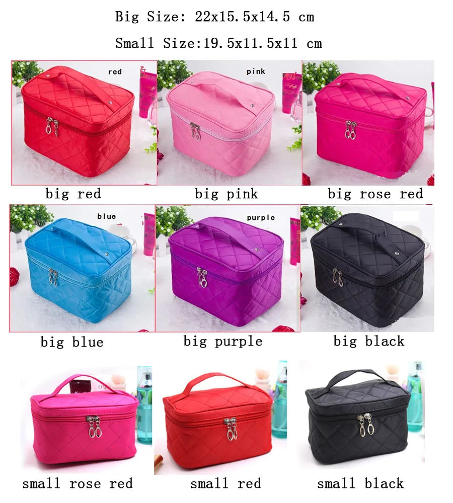 Quilted Cosmetic Bag with Large Capacity for Travel and Organization