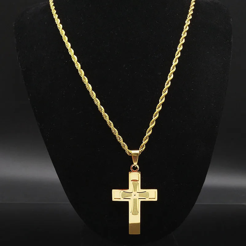 Goldenes Edelstahlkreuz-Anhänger