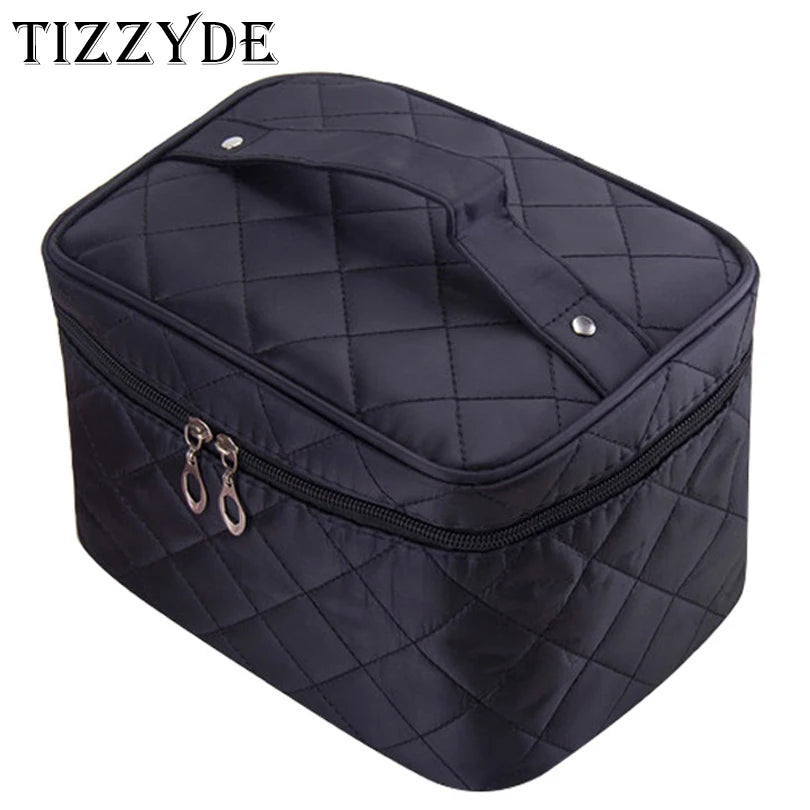 Quilted Cosmetic Bag with Large Capacity for Travel and Organization