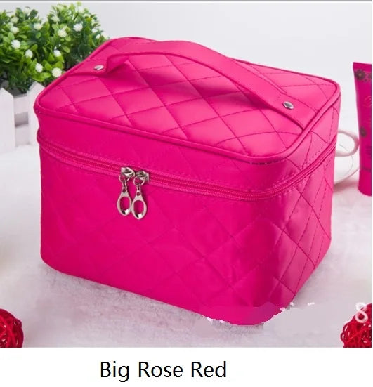 Quilted Cosmetic Bag with Large Capacity for Travel and Organization