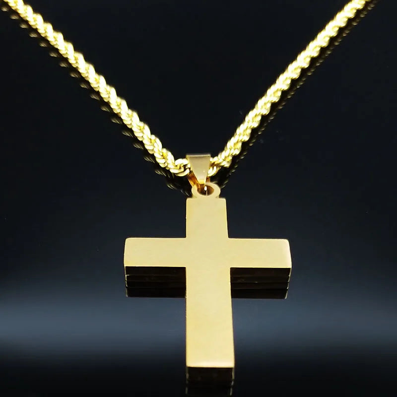 Goldenes Edelstahlkreuz-Anhänger