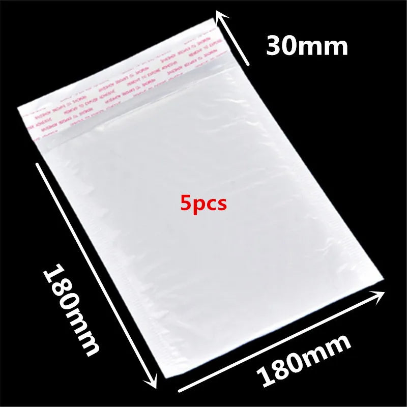 A flat white waterproof foam paper envelope with dimensions 30mm by 180mm, showing five pieces.