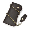 Vintage Leather Bifold Wallet with Metal Chain