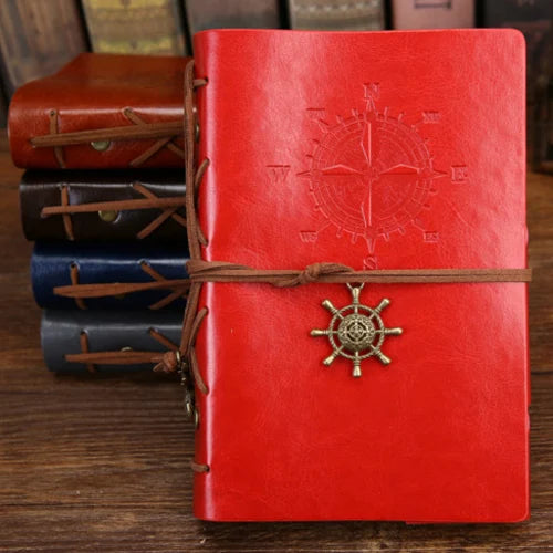 Vintage PU Leather Spiral Journal – Traveler's Notebook with Anchor Design