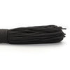 A coil of black 2mm multi-color paracord rope for crafting and utility.
