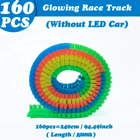 Glowing LED Race Track Set with Flexible DIY Track Pieces
