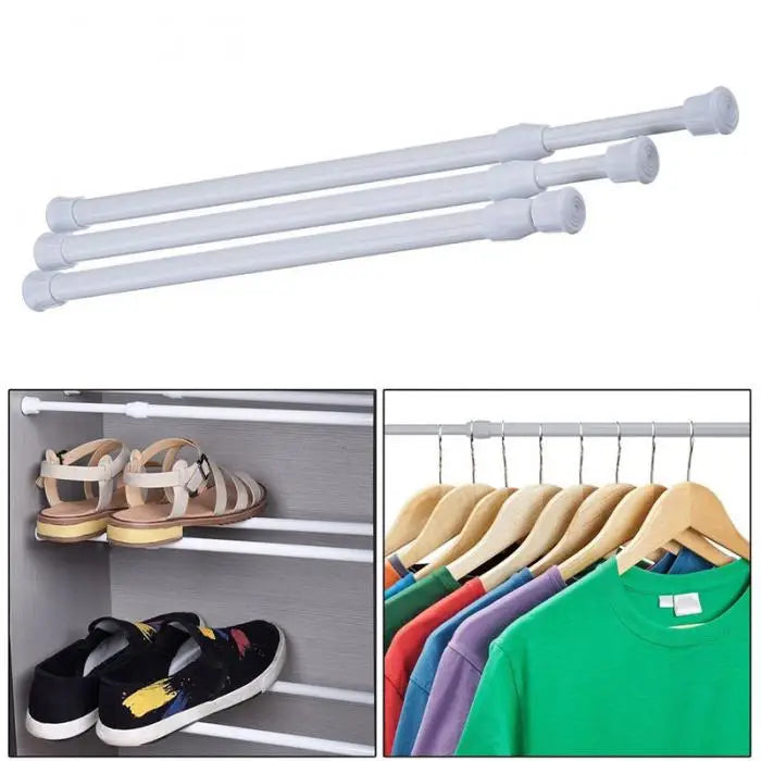 No-Drill Adjustable Metal Spring Tension Curtain Rod