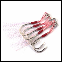 A set of silver and red braided polyester rod wrapping threads for guide tying and repairs.