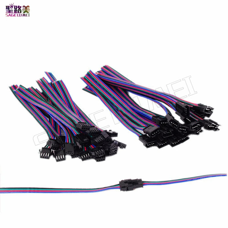 JST SM LED Strip Connector Cables (2-5 Pin, Male & Female)