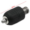 Black self-locking keyless drill chuck adaptor with a 96mm measurement line.