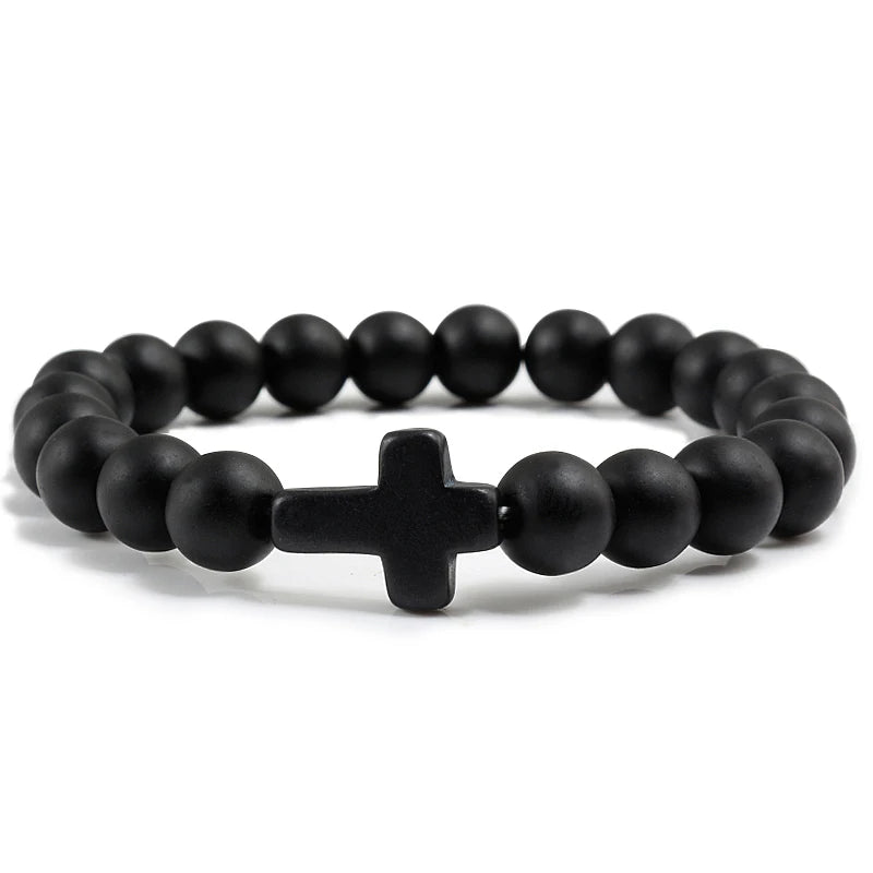 Bracelet en Pierre de Lave Naturel pour Hommes et Femmes