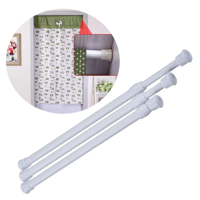 No-Drill Adjustable Metal Spring Tension Curtain Rod