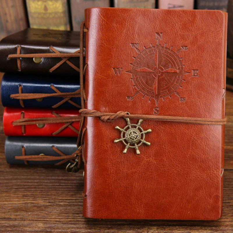 Vintage PU Leather Spiral Journal – Traveler's Notebook with Anchor Design