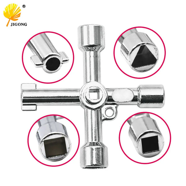 4-Way Universal Utility Wrench Set for Cabinet and Valve Access