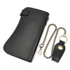 Vintage Leather Bifold Wallet with Metal Chain