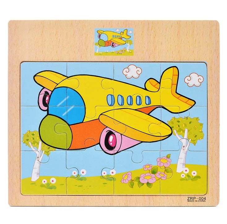 Wooden Vehicle & Animal Puzzle Set for Toddlers