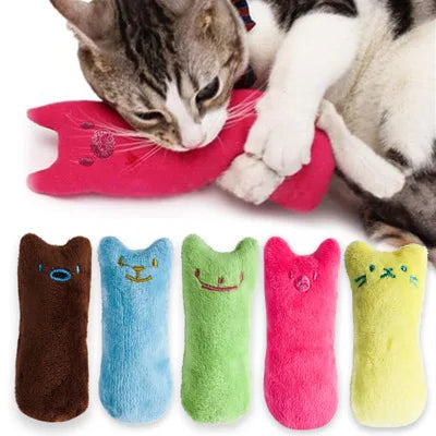 Interactive Catnip Plush Cat Toy with Thumb Bite Design