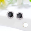 Sterling Silver Round Black Zircon Stud Earrings