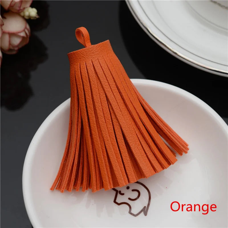 Faux Leather Tassel Fringe Craft Pendants (Set of 5)