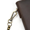 Vintage Leather Bifold Wallet with Metal Chain