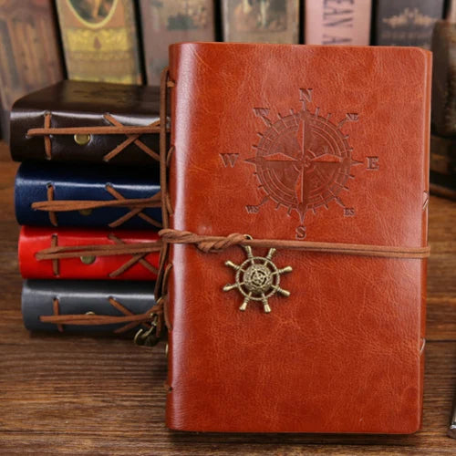 Vintage PU Leather Spiral Journal – Traveler's Notebook with Anchor Design