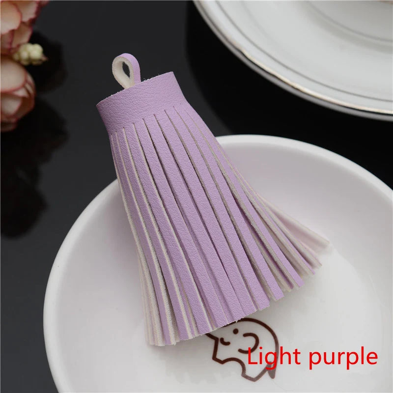 Faux Leather Tassel Fringe Craft Pendants (Set of 5)